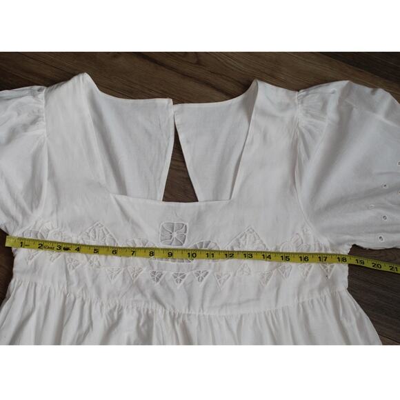 Anthropologie Forever That Girl Women's M White Eyelet Puff Sleeve Dress - Picture 4 of 7